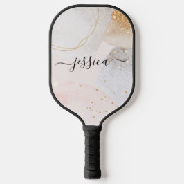 Blush roze abstracte vormen pickleball paddle