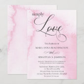 *~* Blush roze Abstracte Waterverf Moderne bruilof Kaart (Voorkant / Achterkant)