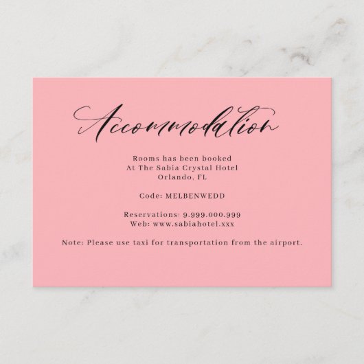 Blush Roze Accommodatie Behuizing Kaart (Voorkant)