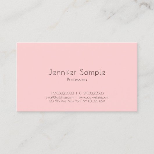 Blush roze achtergrond Moderne eenvoudige Sjabloon Visitekaartje (Voorkant)