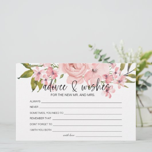 Blush roze advies goed wust bruiloft briefpapier (Staand voorkant)