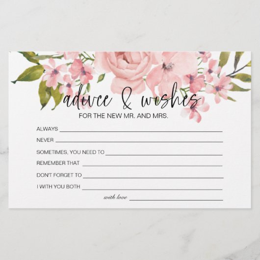 Blush roze advies goed wust bruiloft briefpapier (Voorkant)