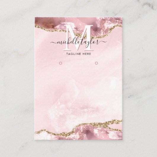 Blush roze afbeelding film-agate monogram oorscher visitekaartje (Voorkant)