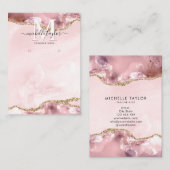 Blush roze afbeelding film-agate monogram oorscher visitekaartje (Voorkant / Achterkant)