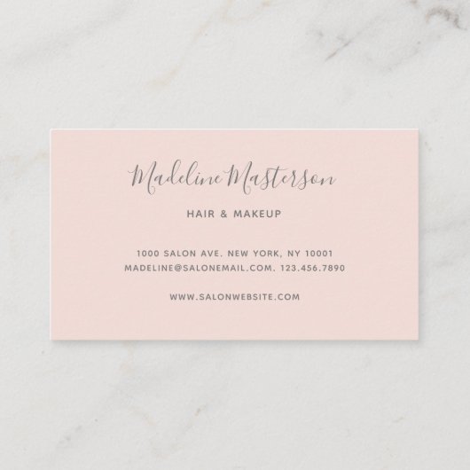 Blush Roze afbeelding moderne monogram handtekenin Visitekaartje (Achterkant)