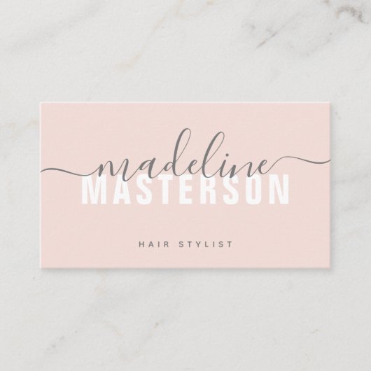 Blush Roze afbeelding moderne monogram handtekenin Visitekaartje (Voorkant)