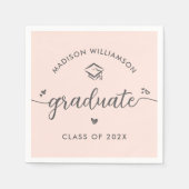 Blush Roze Afstudeer Grijs Script Harten Mut Bold Servet (Voorkant)