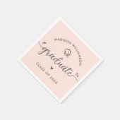 Blush Roze Afstudeer Grijs Script Harten Mut Bold Servet (Hoek)