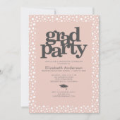 Blush roze afstudeerder feest gedurfde moderne typ kaart (Voorkant)