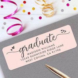 Blush Roze Afstudeerscript Harten Modern Adres Etiket