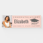 Blush roze afstuderen 1 foto vet modern eenvoudig spandoek (Horizontaal)