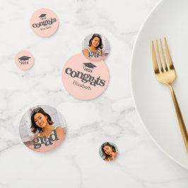Blush roze afstuderen 3 foto bold chic typografie confetti