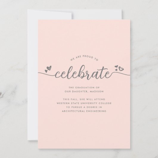 Blush roze Afstuderen 4 Foto modern script Aankondiging (Achterkant)