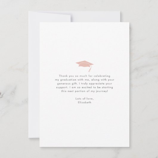 Blush roze afstuderen foto modern vet typografie bedankkaart (Achterkant)