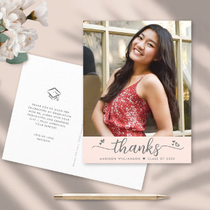Blush Roze Afstuderen Foto Script Heart Hartelijk Briefkaart