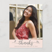 Blush Roze Afstuderen Foto Script Heart Hartelijk  Briefkaart (Voorkant)