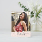 Blush Roze Afstuderen Foto Script Heart Hartelijk  Briefkaart (Staand voorkant)