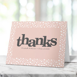 Blush roze afstuderen gewaagde typografie modern bedankkaart