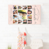 Blush Roze Afstuderen K-12 Moderne fotocollage Spandoek (Insitu)