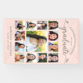 Blush Roze Afstuderen K-12 Moderne fotocollage Spandoek (Horizontaal)