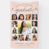 Blush Roze Afstuderen K-12 Moderne fotocollage Spandoek (Verticaal)