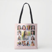 Blush Roze Afstuderen K-12 Moderne fotocollage Tote Bag (Voorkant)