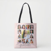 Blush Roze Afstuderen K-12 Script 13 Fotocollage Tote Bag (Voorkant)