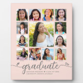 Blush Roze Afstuderen K-12 Script Photo Collage Fotoplaat (Voorkant)