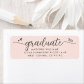 Blush Roze Afstuderen Script Harten Modern Adres Etiket (Insitu)