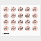 Blush Roze Afstuderen Vet Moderne Typografie Ronde Sticker (Vel)