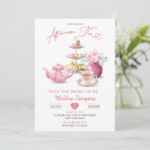 Blush Roze Afternoon Tea Party Vrijgezellenfeest Kaart (Staand voorkant)