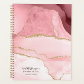 Blush Roze Agaat & Gouden Glitter Waterverf Planner (Voorkant)