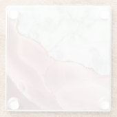Blush roze Agate Gold Glitter White Faux Marble Glazen Onderzetter (Achterkant)