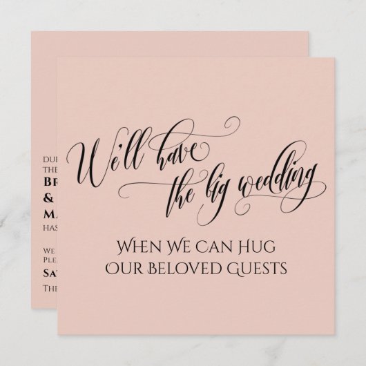 Blush roze als we je kunnen knuffelen uitgestelde kaart (Voorkant / Achterkant)