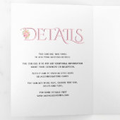 Blush roze ampersand met roze rozen bruiloft drieluik uitnodiging (Binnenzijde eerst)