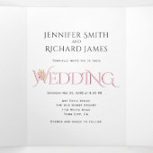 Blush roze ampersand met roze rozen bruiloft drieluik uitnodiging (Binnenkant midden)