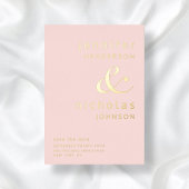Blush roze Ampersand Weddenschap Save the Date Gol Folie Uitnodiging