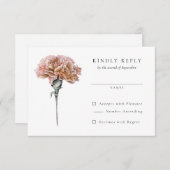 Blush Roze Anjer Bruiloft RSVP Antwoord (Voorkant / Achterkant)