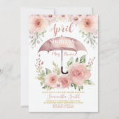 Blush roze april douches brengen mei bloem paraplu kaart (Voorkant)