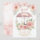 Blush roze april douches brengen mei bloem paraplu kaart (Voorkant / Achterkant)