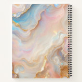 Blush Roze Aqua Blauw Goud Wit Marmer Art Patroon Notitieboek (Achterkant)