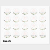 Blush roze aquarel bloemig baby shower ronde sticker (Vel)