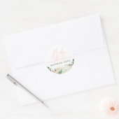 Blush roze aquarel bloemig baby shower ronde sticker (Envelop)