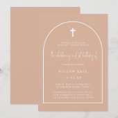 Blush roze arch Christening & 1st Birthday Kaart (Voorkant / Achterkant)