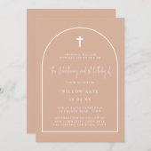 Blush roze arch Christening & 1st Birthday Kaart (Voorkant / Achterkant)