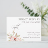 Blush Roze Australian Flowers Bruiloft RSVP Kaart (Staand voorkant)