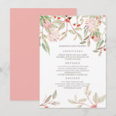 Blush Roze Australische Bloemen Bruiloft Menu (Voorkant / Achterkant)