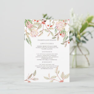 Blush Roze Australische Bloemen Bruiloft Menu