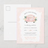 Blush roze auto-Girl drive through Baby shower Uitnodiging Briefkaart (Voorkant / Achterkant)