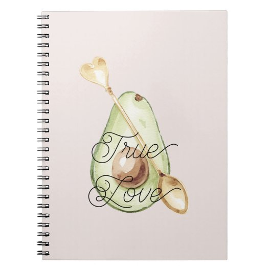 Blush Roze Avocado Hart Lepel  Notitieboek (Voorkant)